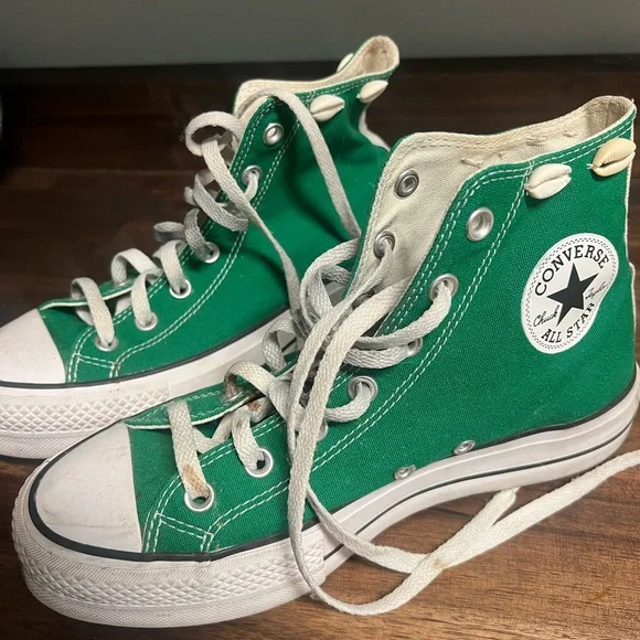 Converse Green High-Top platform Sneakers size 8w - Picture 2 of 4